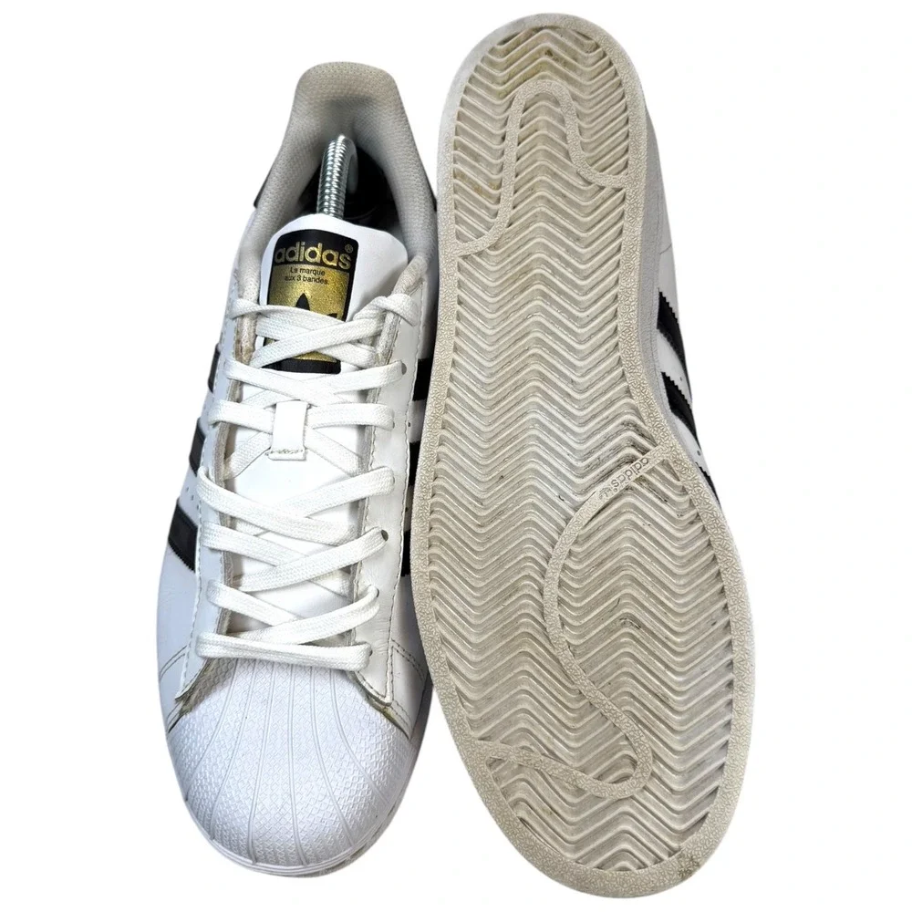 Adidas Superstar Men 8.5 White Black Leather Shell Toe Sneakers C77124